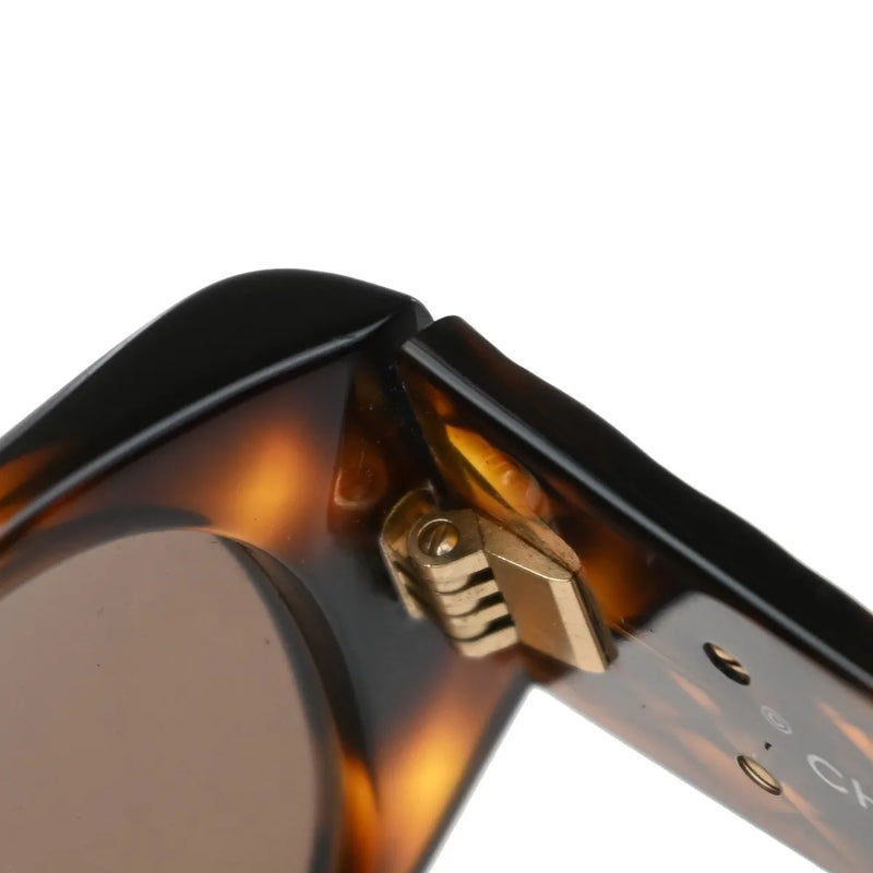 Chanel Cc Logo Matelasse Sunglasses Eye Wear Plastic Brown Accessory
