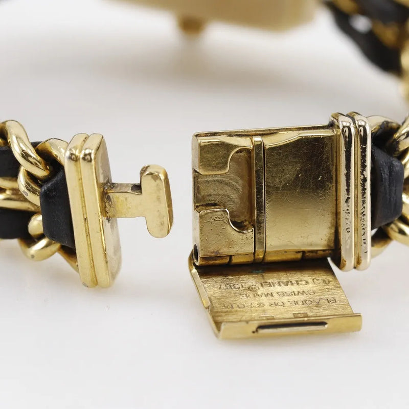 Chanel Premiere Rock Quartz Plated Metal And Leather Watch