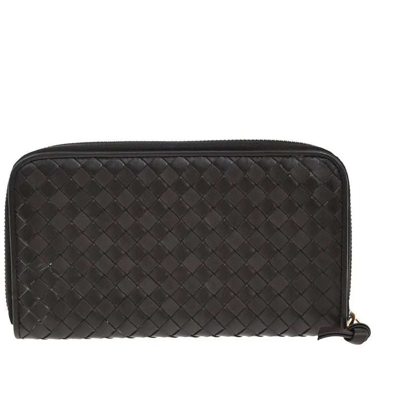 Bottega Veneta Intrecciato Long Zip Leather Brown Accessory