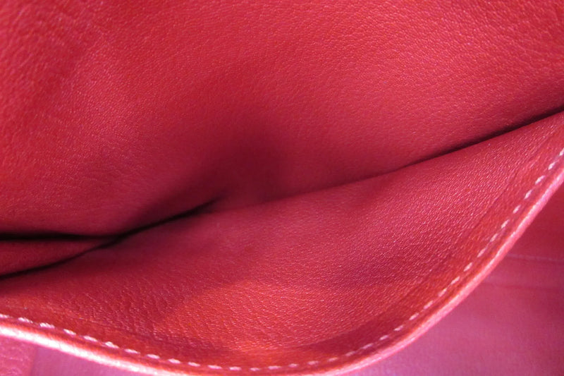 Hermes Kelly Red Clemence With Gold Hardware Leather Bag
