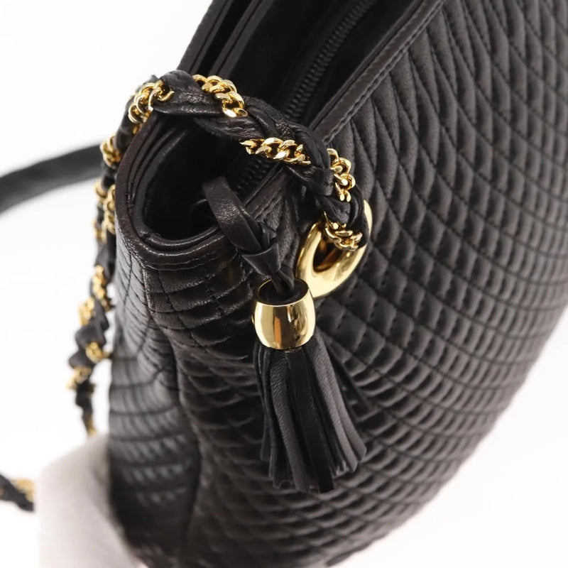 Bally Vintage Chain Quilted Leather Black Bag