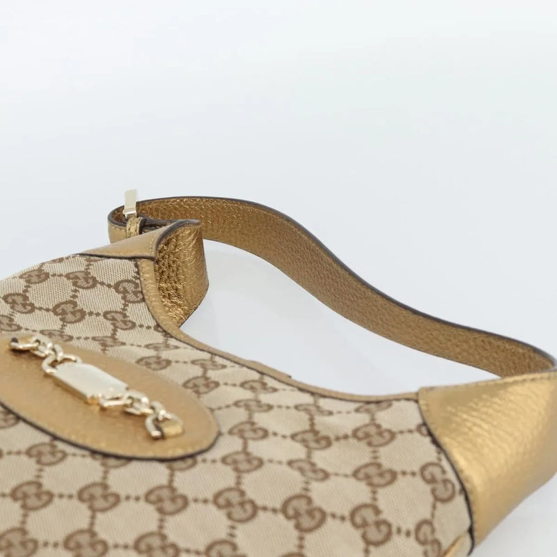 Gucci Vintage Jackie O Chain Hobo Gg Canvas Beige Bag