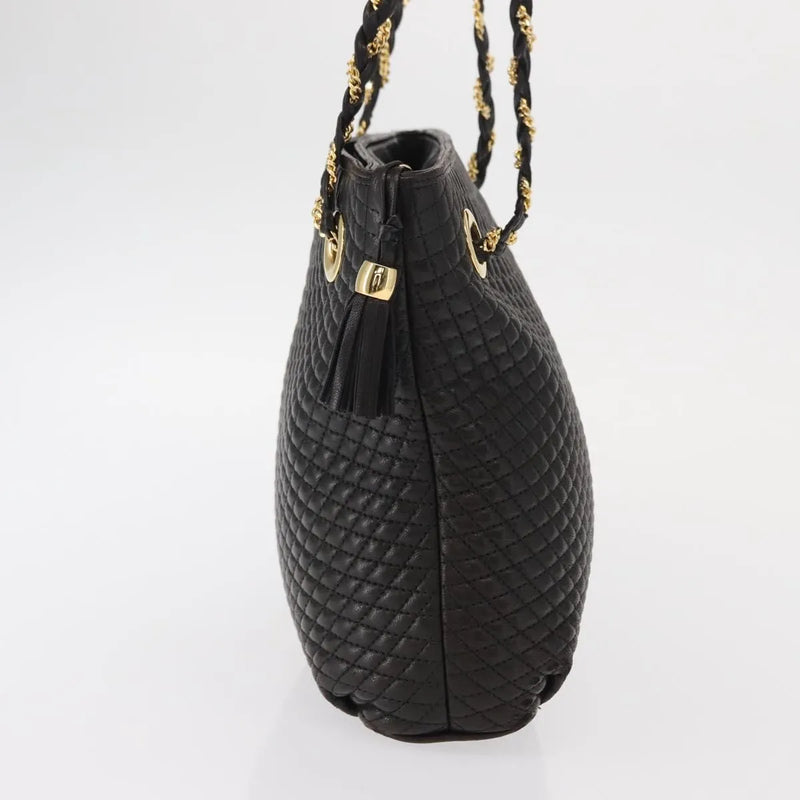 Bally Vintage Chain Quilted Leather Black Bag