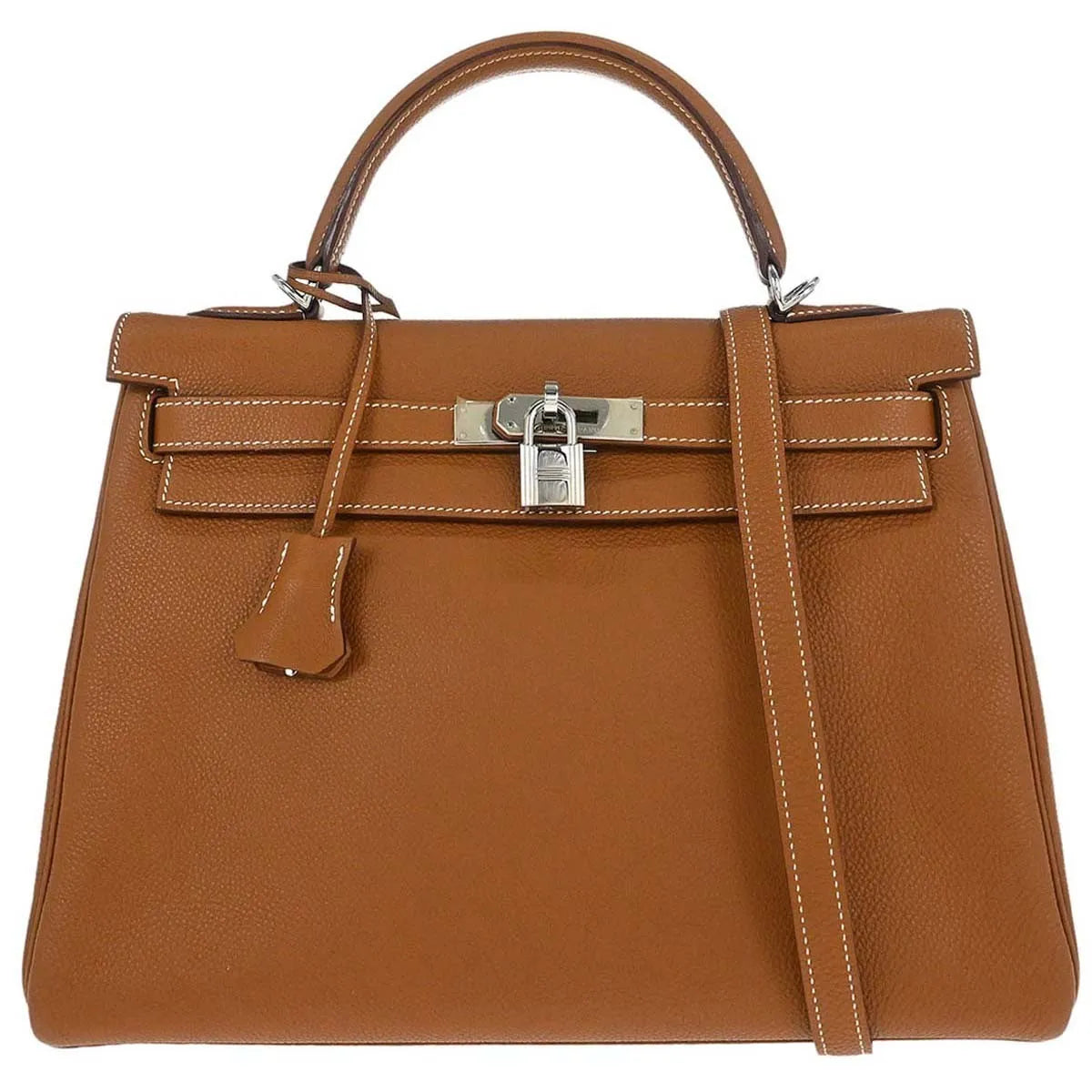Hermes Kelly Brown Togo With Palladium Hardware Leather Bag