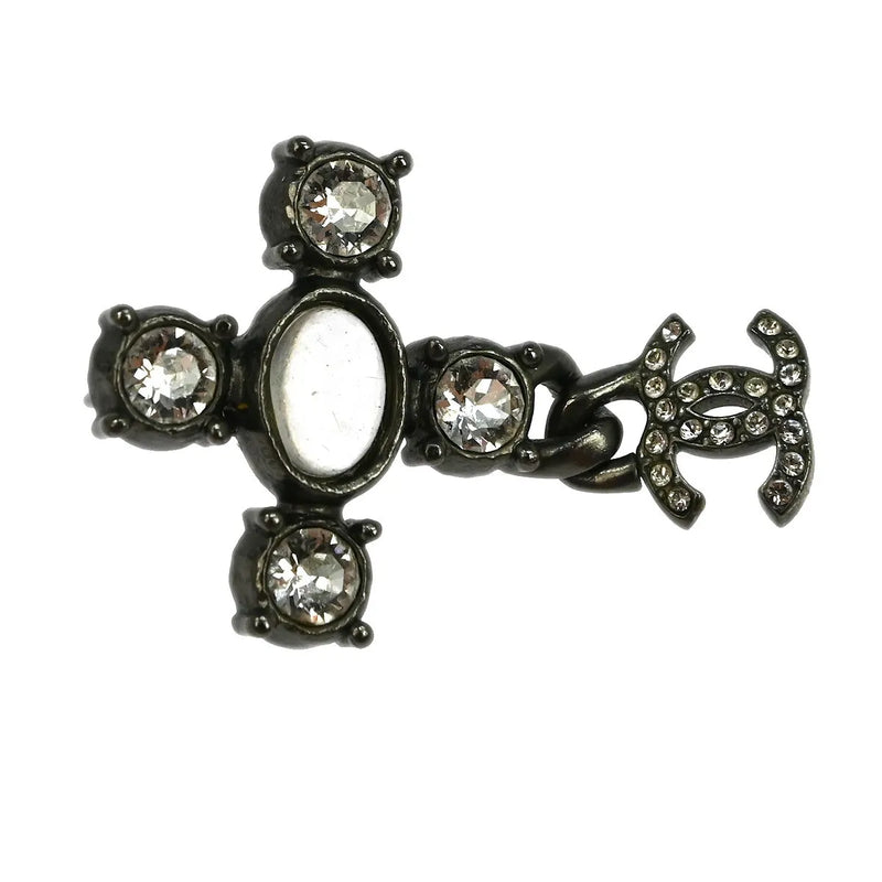 Chanel Cc Dangle Metal With Crystals Silver Silver_plated Jewelry
