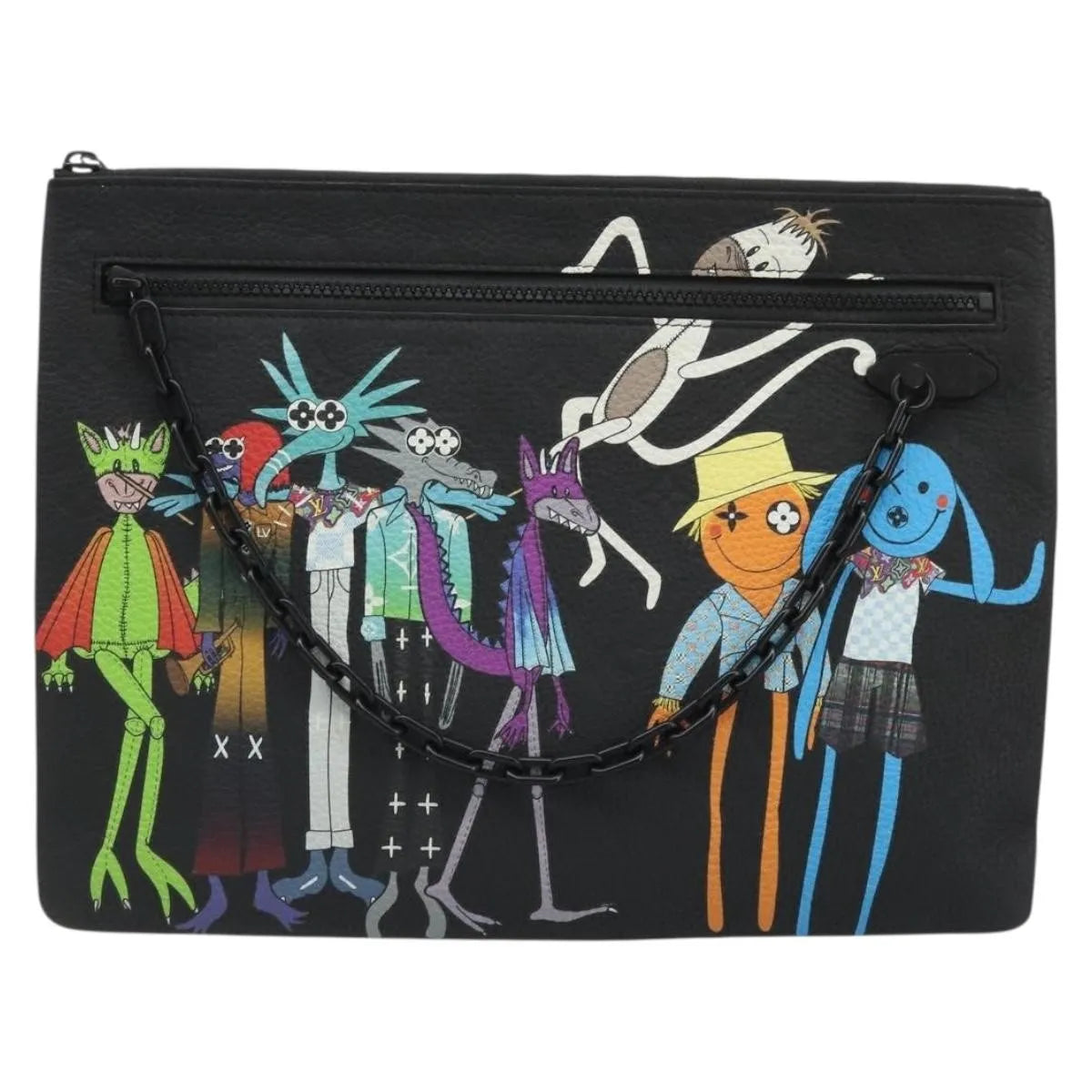 Louis Vuitton Lv Friends A4 Printed Monogram Taurillon Leather Black Canvas Bag