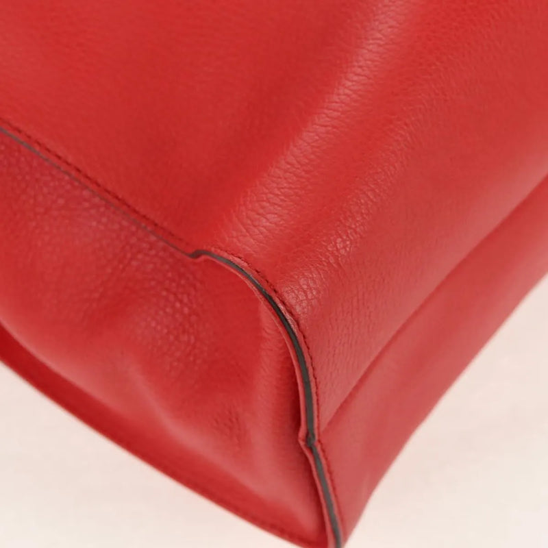 Gucci Grand Prix Interlocking Gg Tote Grainy Leather Red Bag