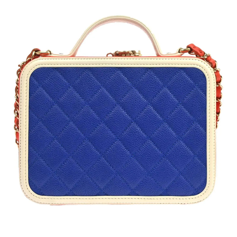 Chanel Filigree Vanity Clutch With Chain Quilted Caviar Multicolour Leather Bag