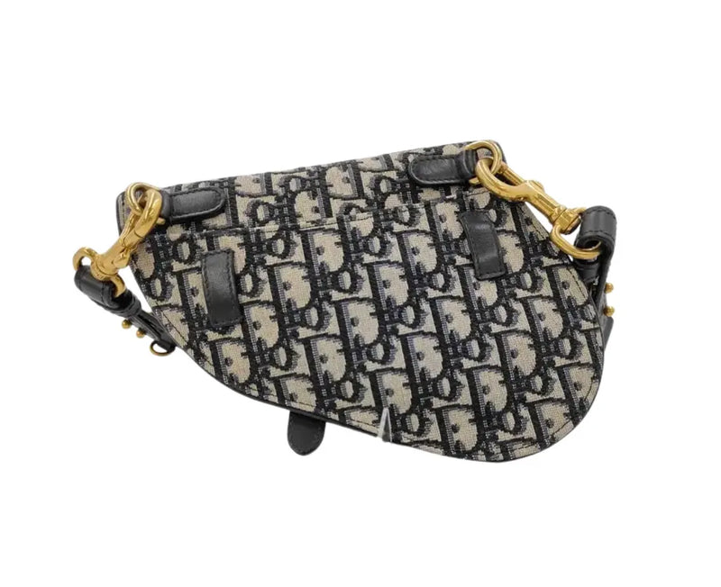 Christian Dior Saddle Oblique Canvas Blue Bag