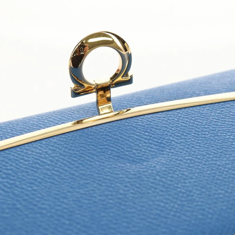 Salvatore Ferragamo Gancini Flap Continental Leather Blue Accessory