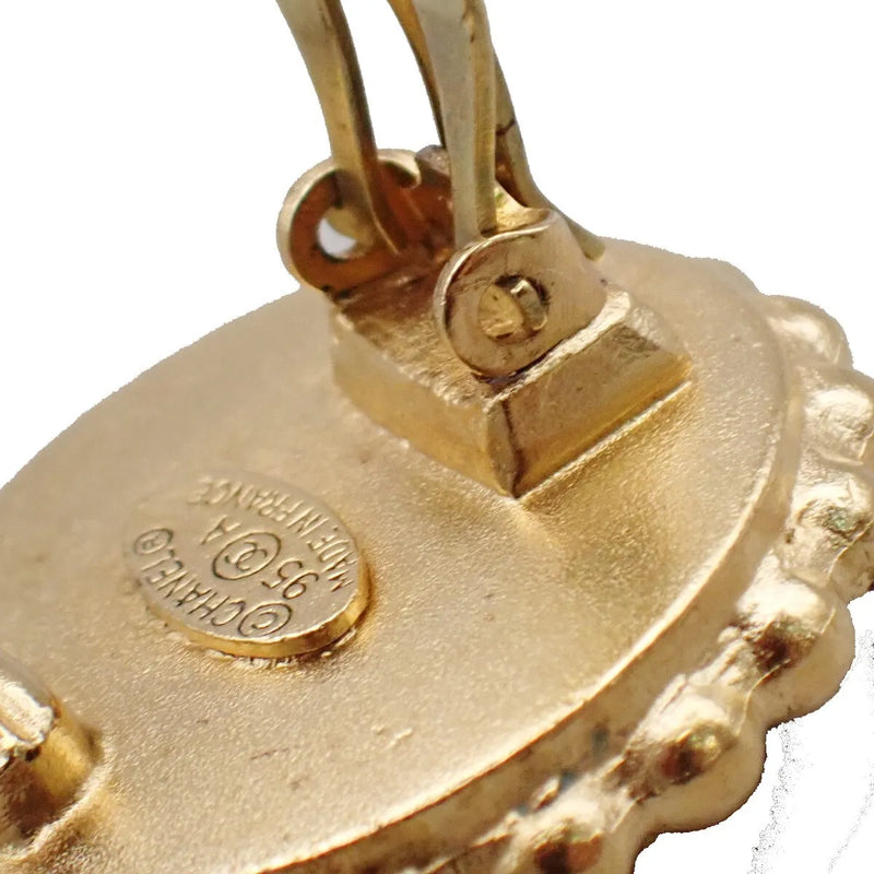 Chanel Cc Round Metal Black Gold_plated Jewelry