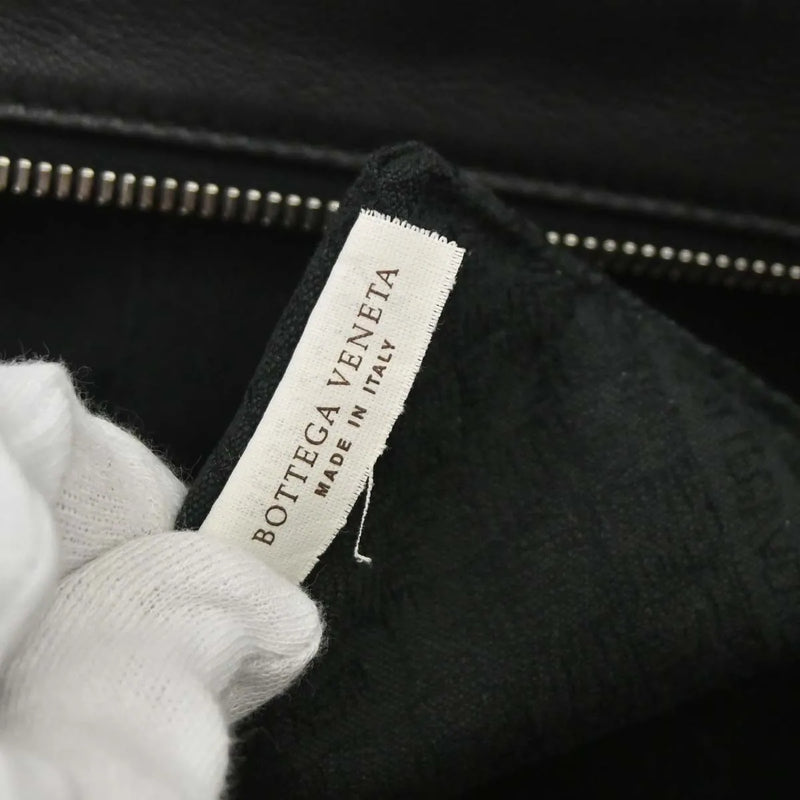 Bottega Veneta Zip Clutch Leather With Intrecciato Snakeskin Detail Black Bag
