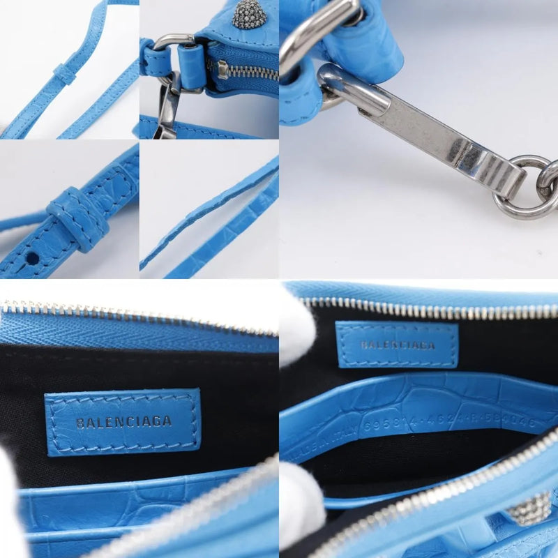 Balenciaga Shoulder Pvc Blue Leather Bag