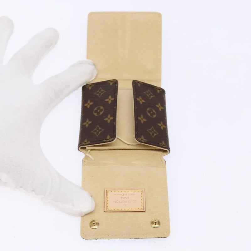 Louis Vuitton Case Jewelry Box Canvas Brown Accessory