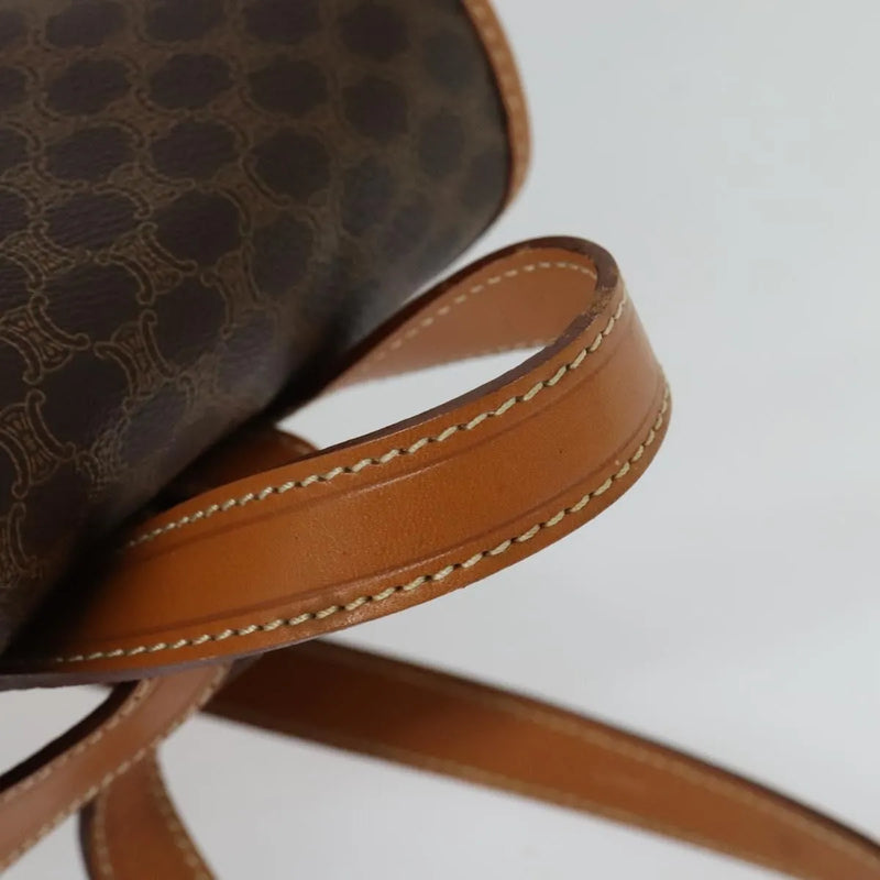 Celine Vintage Macadam Canvas And Leather Brown Pvc Bag