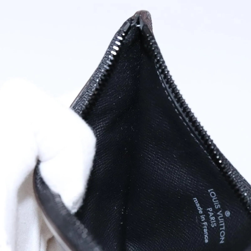 Louis Vuitton Nigo Duck Coin Holder Printed Leather And Limited Edition Giant Damier Black Canvas Accessory