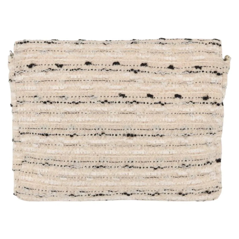 Chanel Vintage Envelope Chain Clutch Tweed White Bag