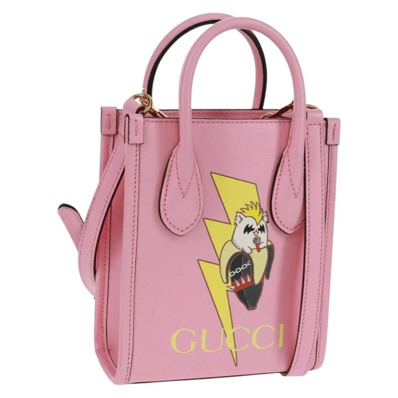 Gucci Vertical Tote Printed Leather Pink Bag