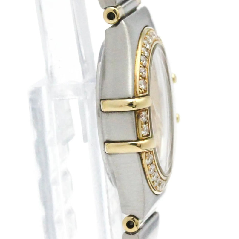 Omega Constellation Quartz Stainless Steel And Yellow Gold With Diamond Bezel Markers Mother Of Pearl Watch