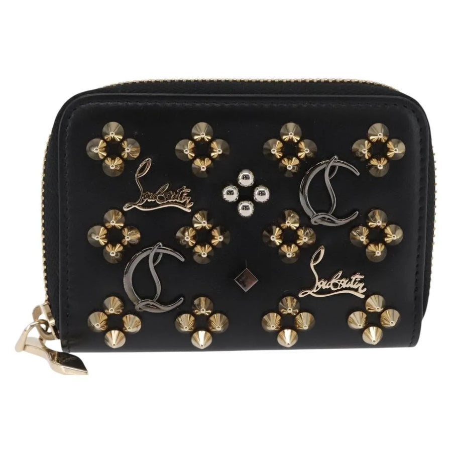 Christian Louboutin Panettone Coin Purse Embellished Leather Black Accessory