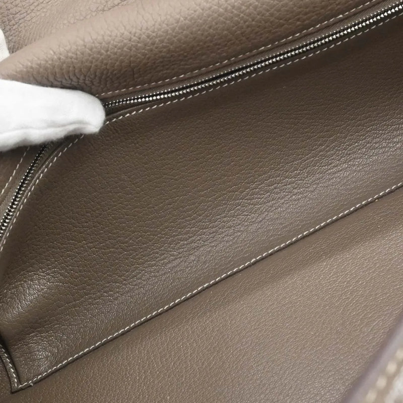 Hermes Shoulder Kelly Clemence Gray Leather Bag