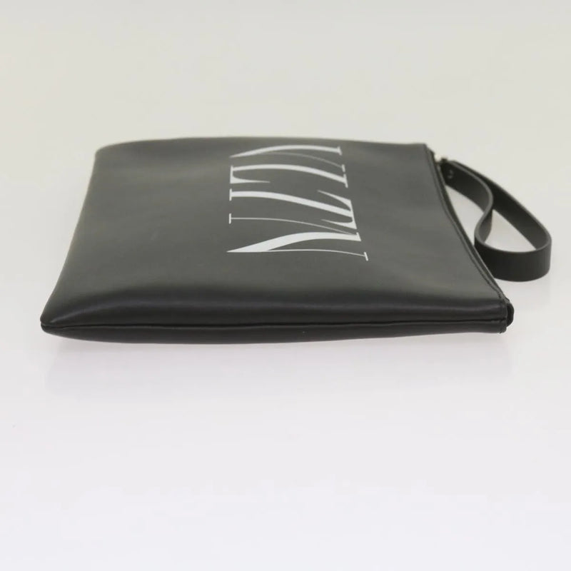 Valentino Garavani Vltn Wristlet Clutch Printed Leather Black Bag
