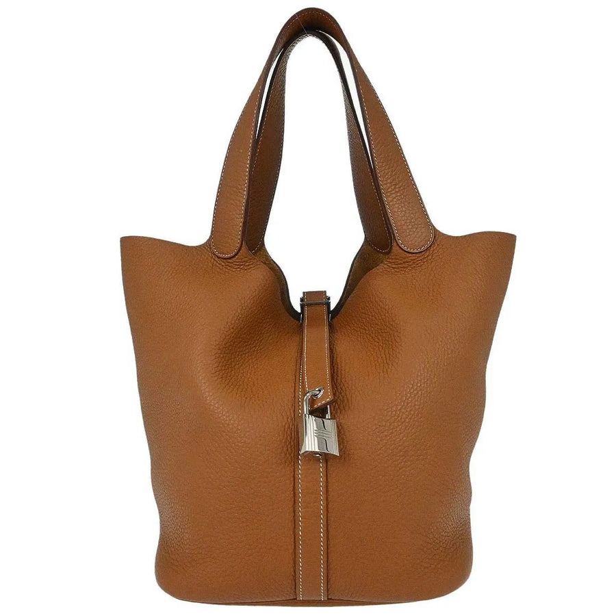 Hermes Picotin Lock Clemence Gold Leather Bag