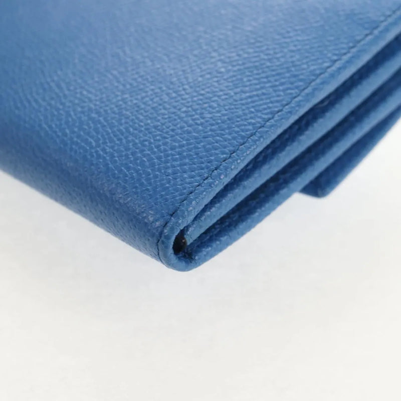 Salvatore Ferragamo Gancini Flap Continental Leather Blue Accessory