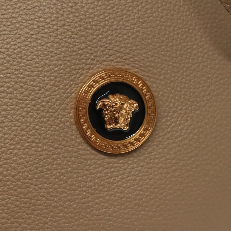 Versace La Medusa Tote Embossed Canvas Beige Leather Bag