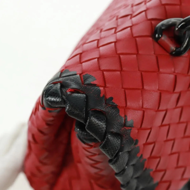 Bottega Veneta Glass Intrecciato Nappa With Snakeskin Red Leather Bag