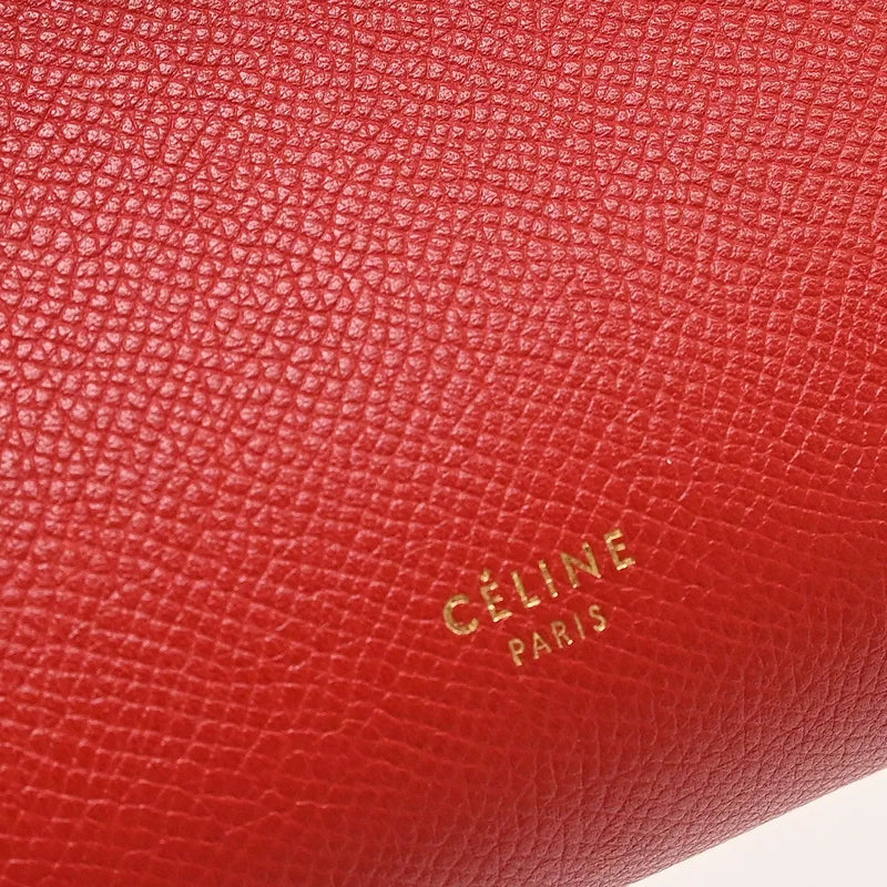 Celine Belt Calfskin Red Leather Bag