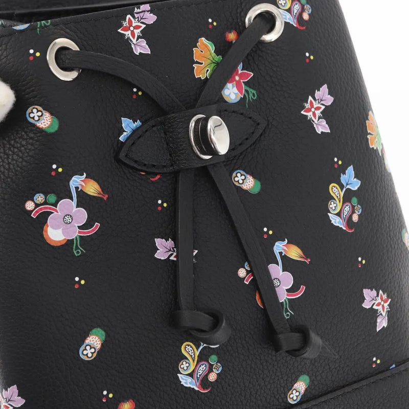 Louis Vuitton Lockme Floral Printed Leather Black Bag