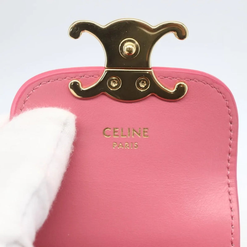 Celine Triomphe Shoulder Smooth Calfskin Pink Leather Bag