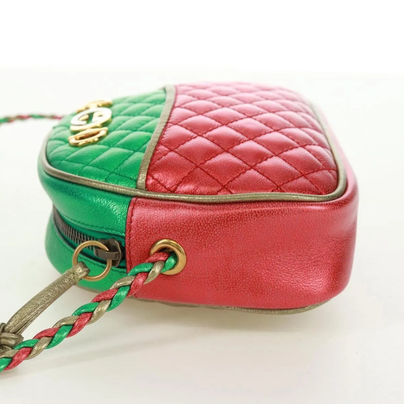 Gucci Trapuntata Camera Quilted Laminated Leather Red Bag