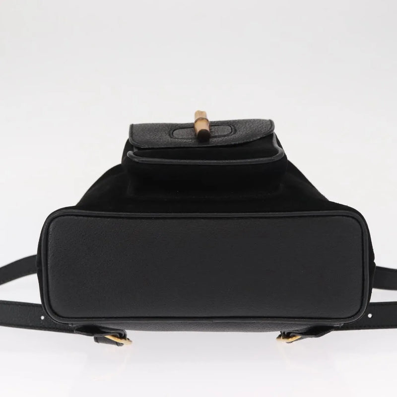 Gucci Vintage Bamboo Suede Black Bag