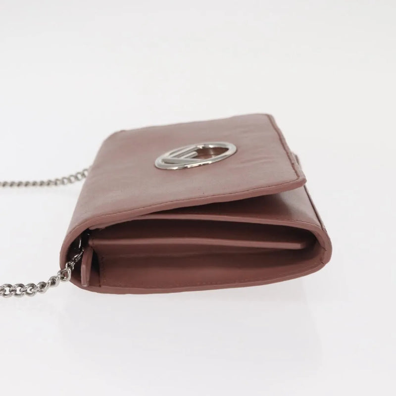 Fendi F Is Wallet On Chain Leather Pink Bag