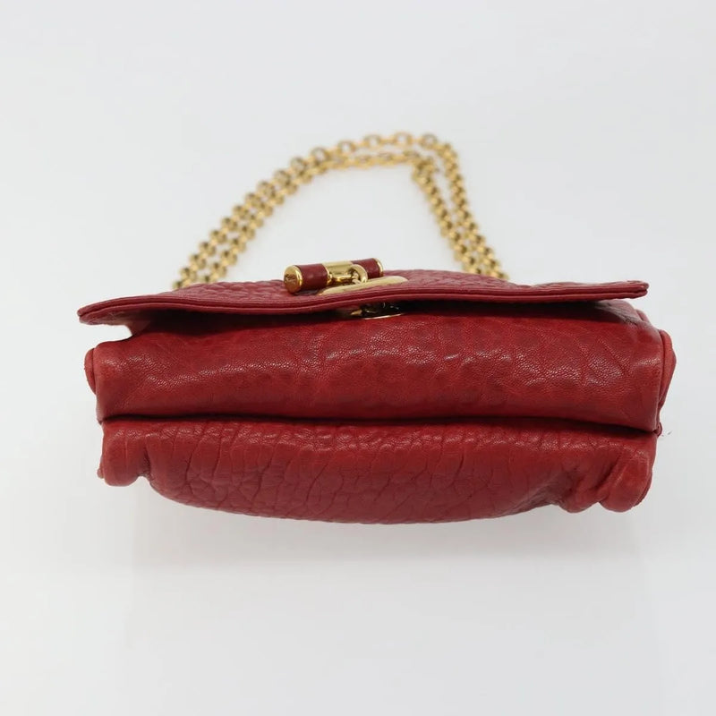 Saint Laurent Chain Leather Red Bag