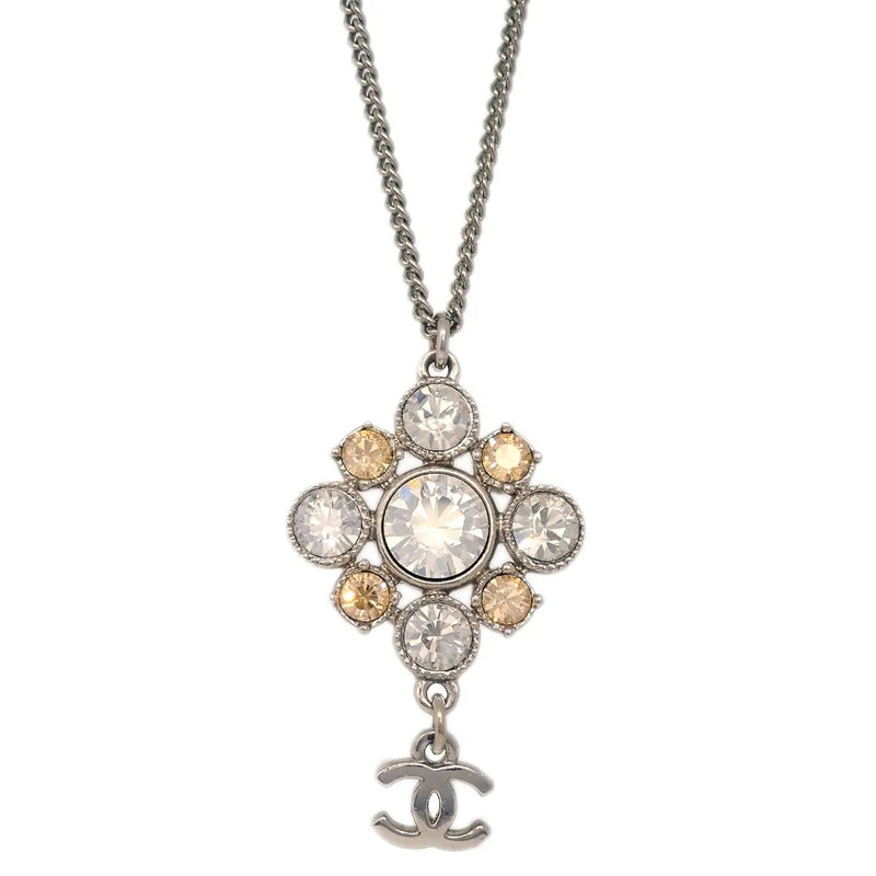 Chanel Cc Cluster Drop Pendant Metal With Crystals Silver Silver_plated Jewelry