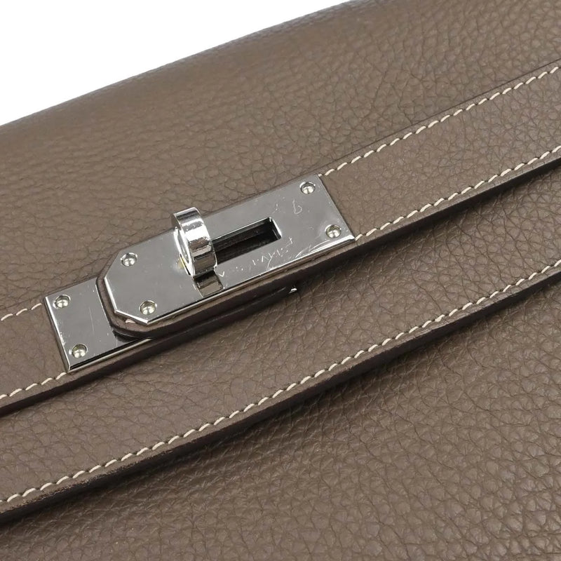 Hermes Shoulder Kelly Clemence Gray Leather Bag