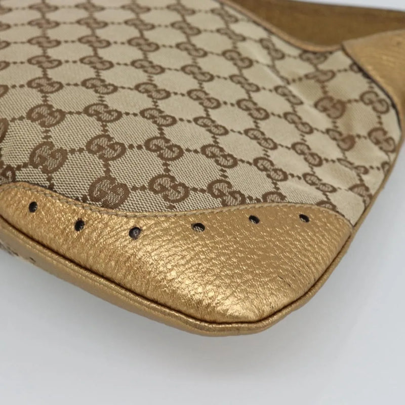 Gucci Vintage Jackie O Chain Hobo Gg Canvas Beige Bag