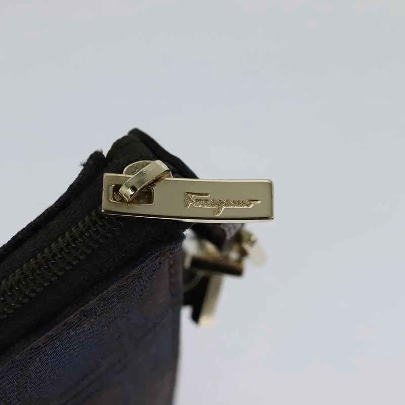 Salvatore Ferragamo Gancini Canvas Navy Bag