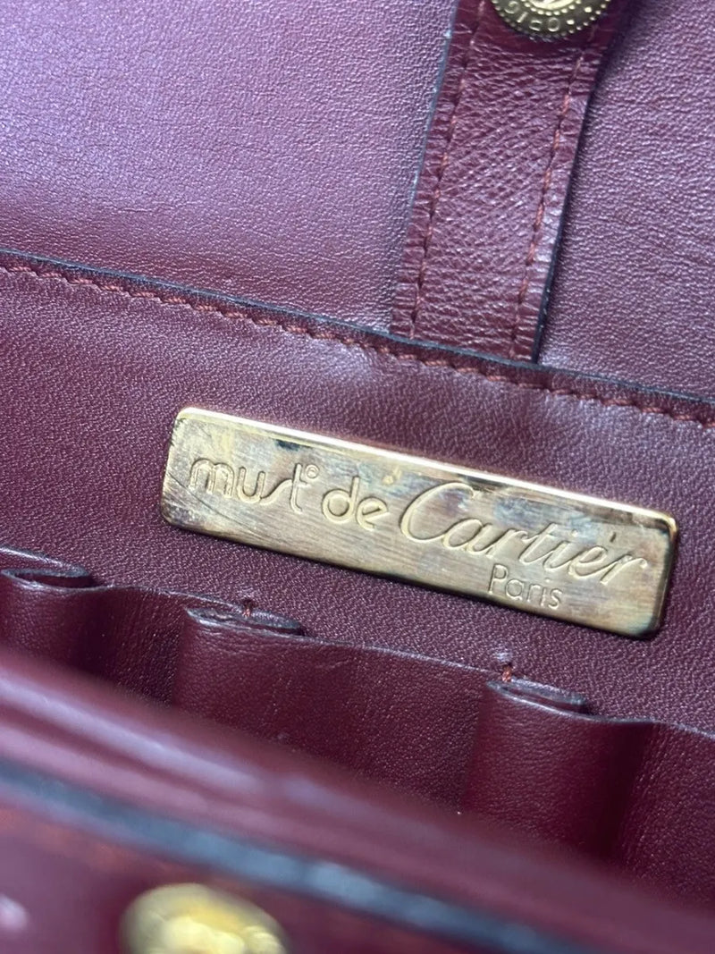 Cartier Must De Leather Burgundy Bag
