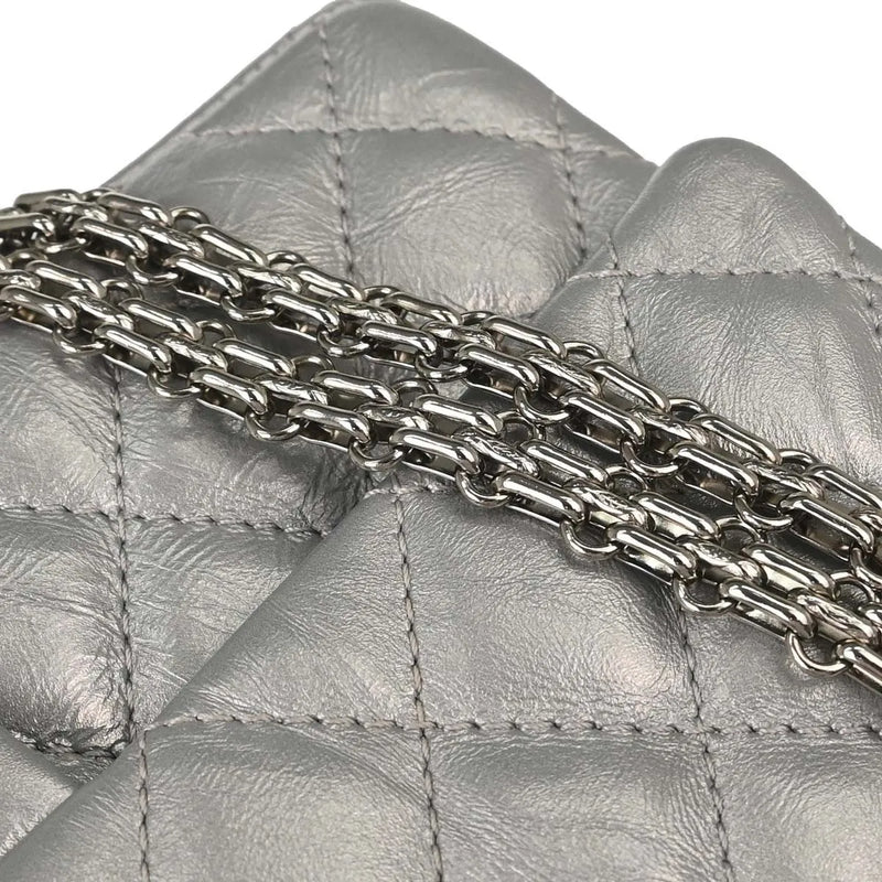 Chanel Reissue 2.55 Double Compartment Flap Quilted Aged Calfskin Silver Bag