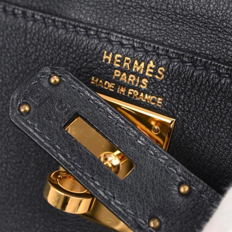 Hermes Kelly Blue Courchevel With Gold Hardware Leather Bag
