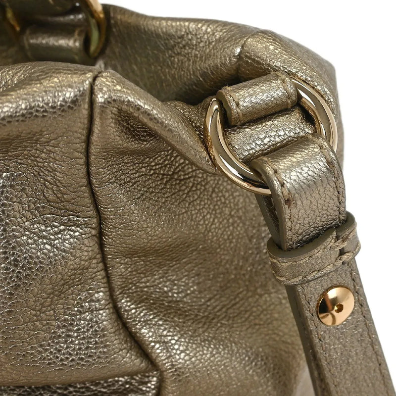 Salvatore Ferragamo Vala Leather Gold Bag