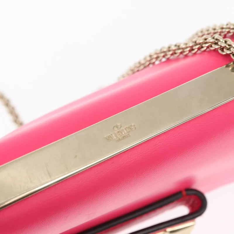 Valentino Garavani Va Voom Clutch Leather Pink Bag