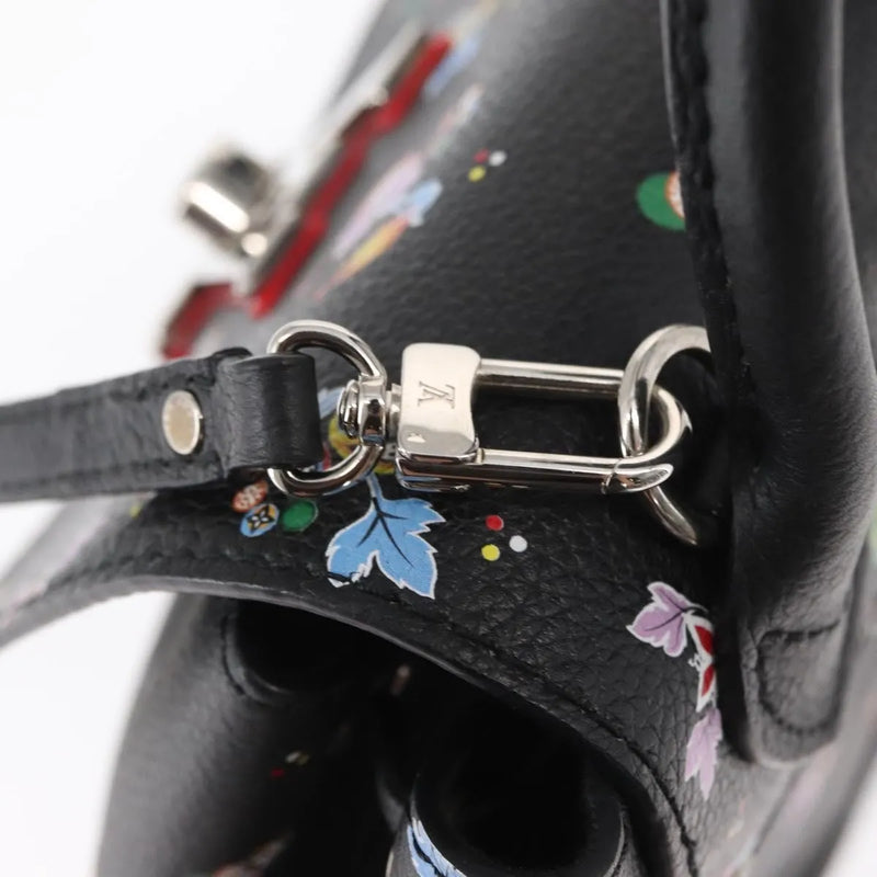 Louis Vuitton Lockme Floral Printed Leather Black Bag
