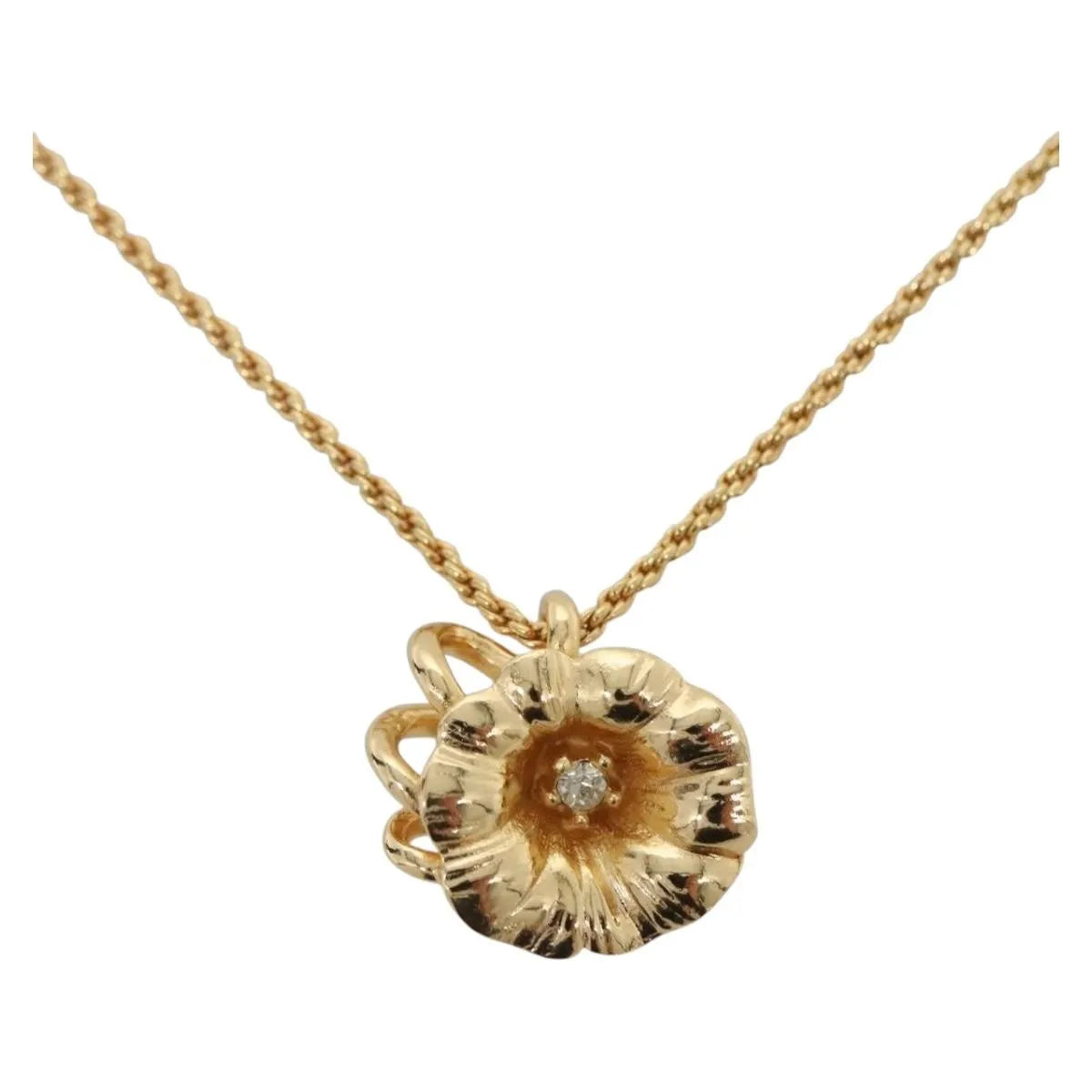 Christian Dior Logo Flower Metal Gold Jewelry