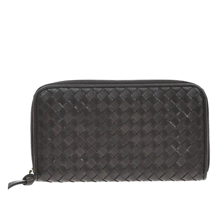 Bottega Veneta Intrecciato Long Zip Leather Brown Accessory