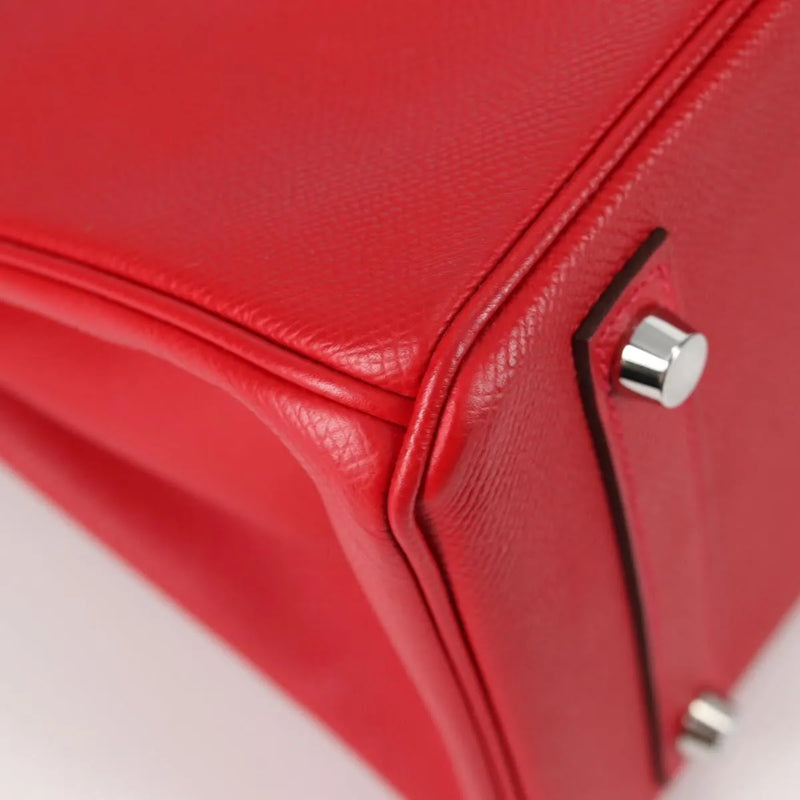 Hermes Birkin Red Epsom With Palladium Hardware Leather Bag